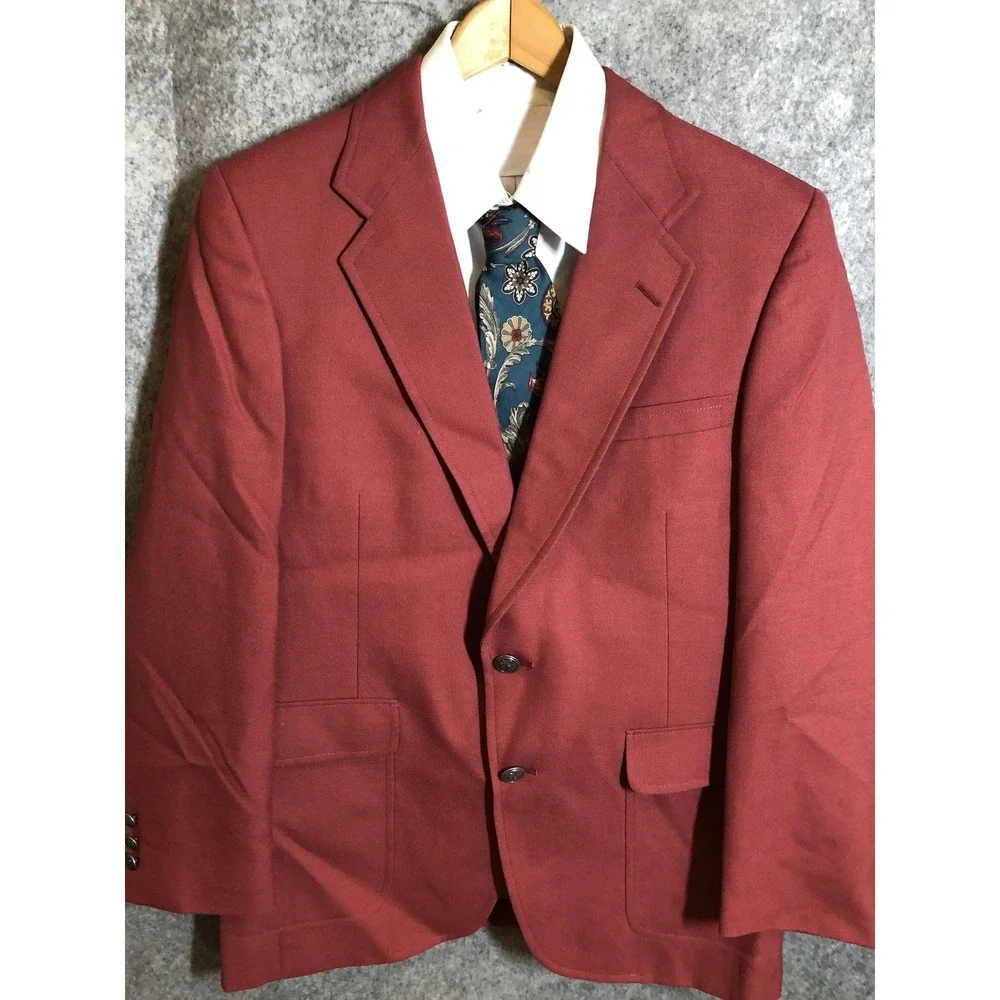 Hart Schaffner Marx Blazer Mens 40 Red Jack Nicklaus Golden Bear Golf Sport Coat